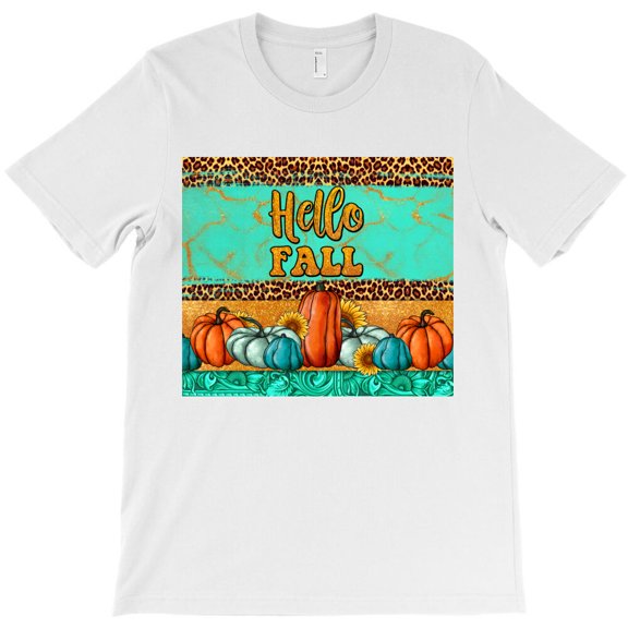 Hello Fall, Simple Bold Autumn Seasonal Graphic Design For Fall - Machine Washable G17615 Unisex T-Shirt, Up to Size 5XL