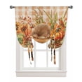 thumbnail image 1 of Hello Fall Squirrel Tie Up Curtains for Kitchen Bathroom Bedroom Windows 63 Inch Length, Orange Plaid Pumpkins Thanksgiving Balloon Drape Curtains Shade Rod Pocket Drapery Curtain Panel, 46"x63", 1 of 7
