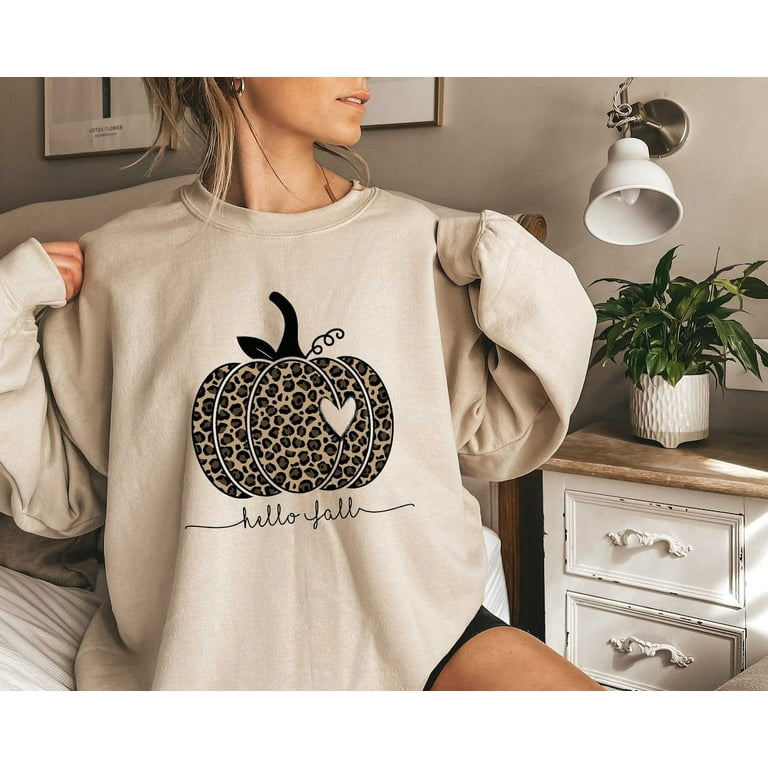 Hello Fall Sweatshirt Leopard Pumpkin Shirt Cheetah Pumpkin Shirt Thanksgiving Thankful Shirt Fall Shirt Hello Pumpkin Family Matching Walmart