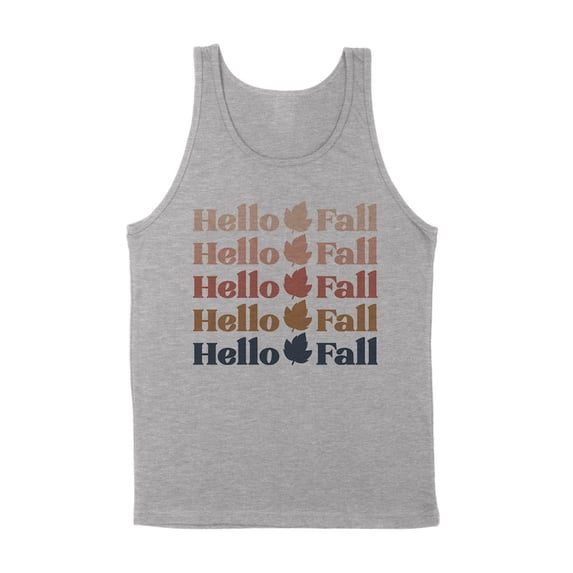Hello Fall Tank Top Unisex Medium Grey