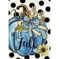 thumbnail image 1 of Hello Fall Teal Blue Pumpkin Decorative Garden Flag, Autumn Polka Dots Farmhouse Yard Outside Decorations, Thanksgiving Seasonal Blue Burlap Outdoor Small Home Decor Double Sided 12.5x18, 1 of 6