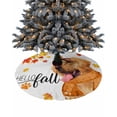 thumbnail image 1 of Hello Fall Thanksgiving Christmas Tree Skirt 48 Inches Large Christmas Skirt Tree, Autumn Red Orange Maple Leaf Dog Tree Skirt Christmas Decorations for Fireplace Party Holidays Indoor Outdoor, 1 of 7
