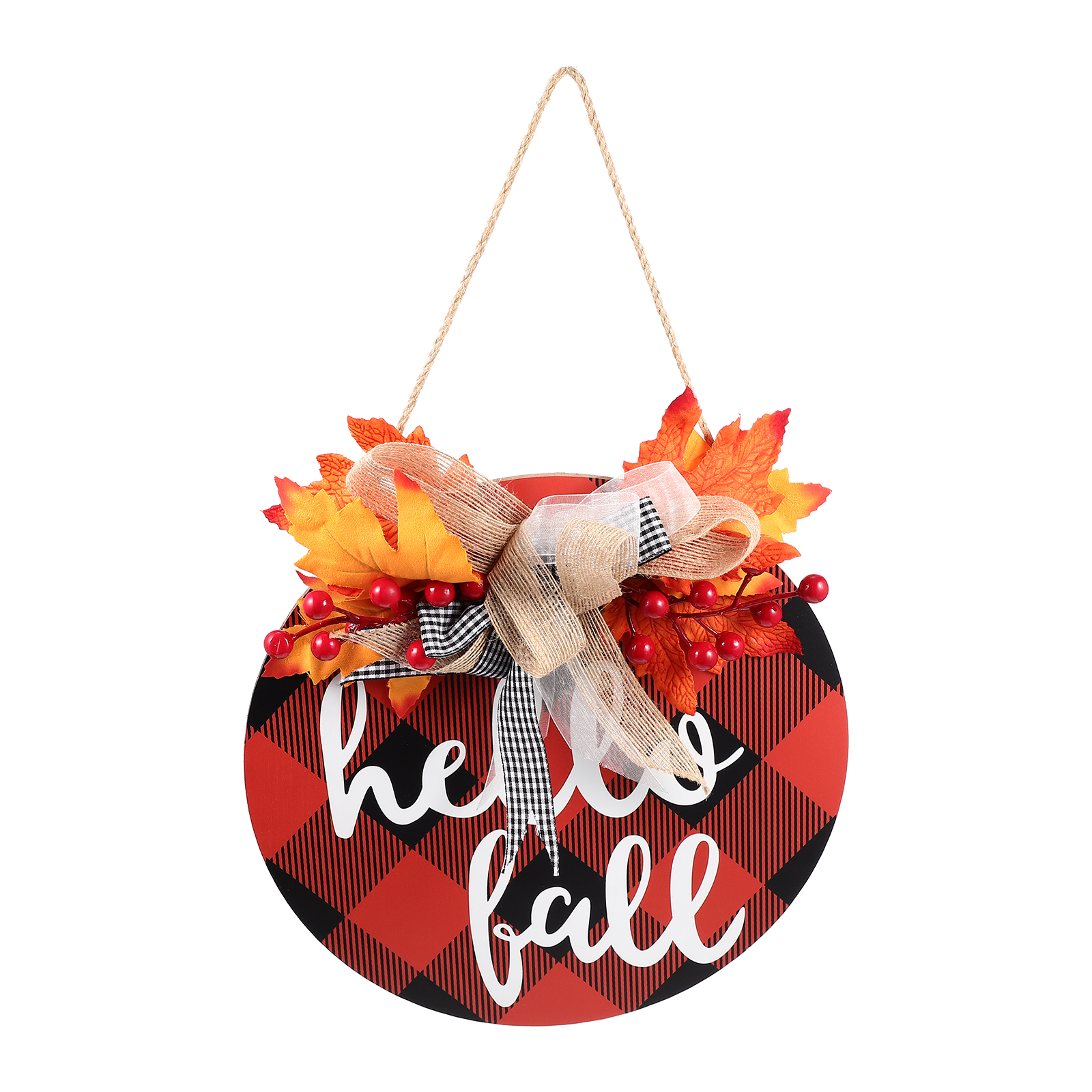Hello Fall Thanksgiving Farmhouse Decorative Door Sign Door Hanging Plaque Door Decor