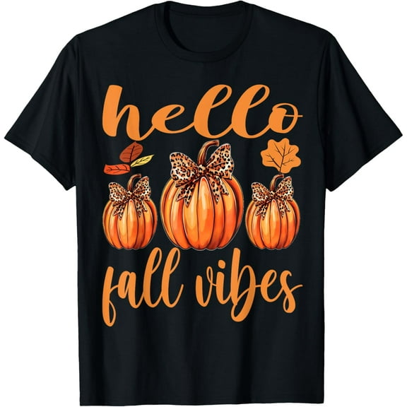 Hello Fall Vibes Coquette Pumpkin Spice Autumn Girls Women T-Shirt