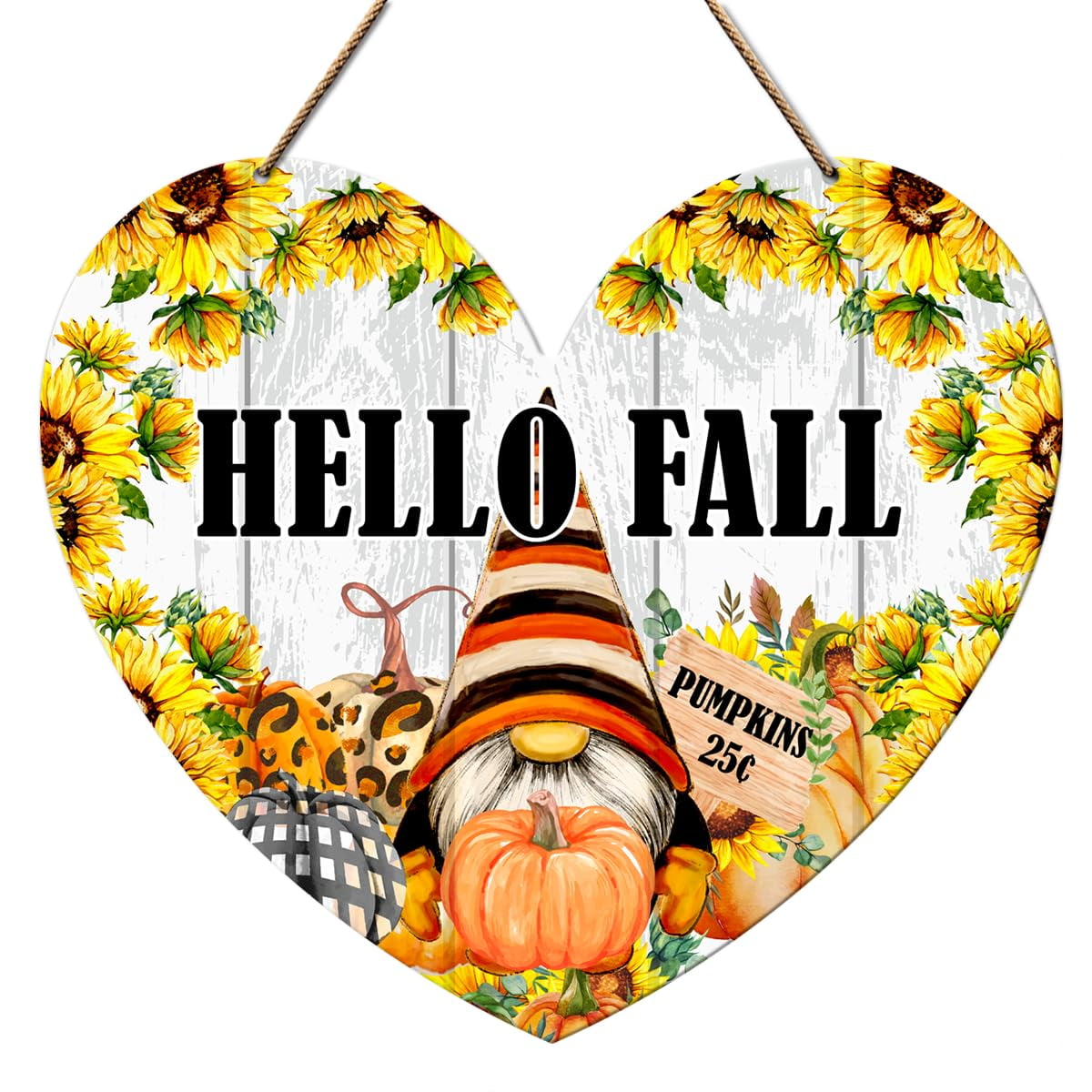 Hello Fall Wall Door EC36 Sign Decor, Fall Pumpkin for Home Porch Front