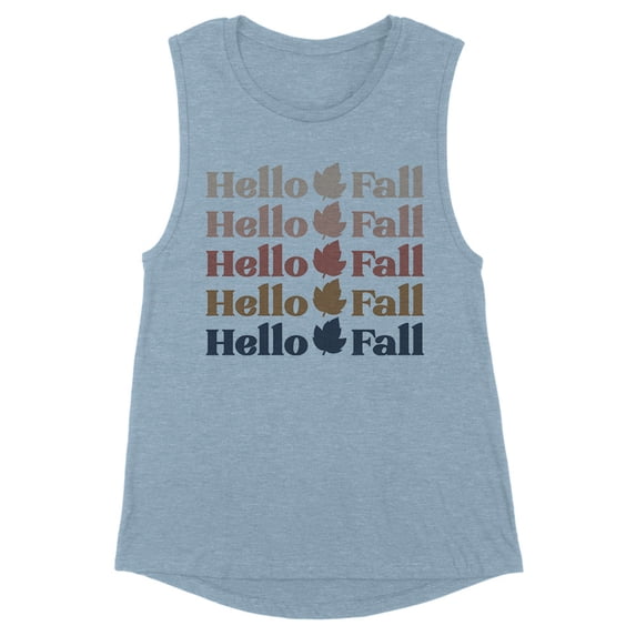 Hello Fall Women's Muscle Tank Medium Stonewash Denim