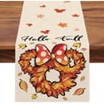 thumbnail image 1 of Hello Fall Wreath Table Runner, White Autumn Maple Leaves Kitchen Dining Table Decor, Seasonal Burlap Home Decoration Indoor Outdoor Party Supply 13 x 108 Inch, 1 of 6