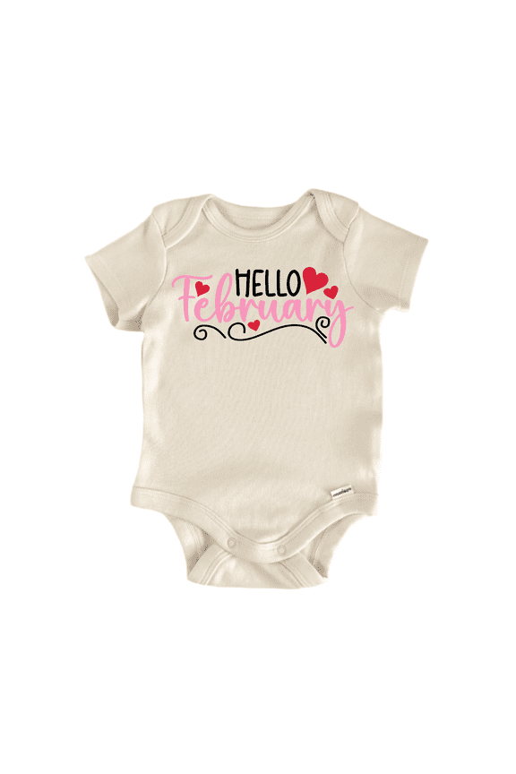Hello February Newborn Baby Bodysuit
