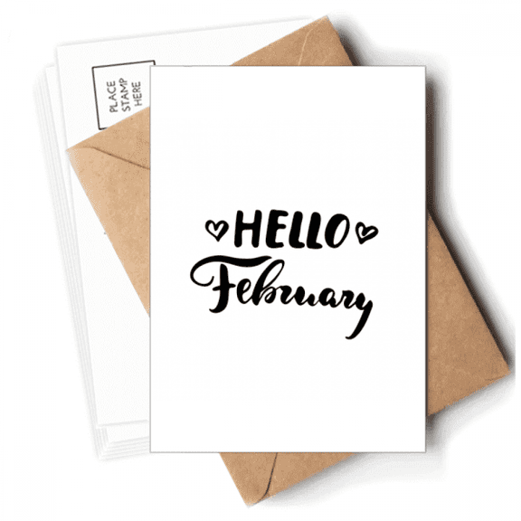 Hello February Quote Handwrite Postcards Envelopes Blank Note Cards Mailing