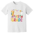 thumbnail image 1 of Hello First Grade Funny Pencil Teacher Student Back School Comfort Color T-Shirt, 1 of 4