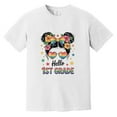 thumbnail image 1 of Hello First Grade Messy Bun Funny First Day Of School Girl Comfort Color T-Shirt, 1 of 4