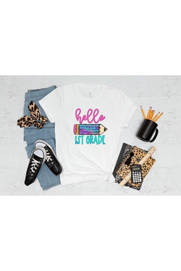 Hello First Grade Shirt, First Day of School Shirt, Back To School Shirt, First Grade Shirt, Crayons 1st Grade Shirt, First Grade Teacher All Size S-5Xl