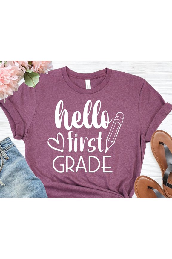 Hello First Grade Teacher TShirt Back to School Gift