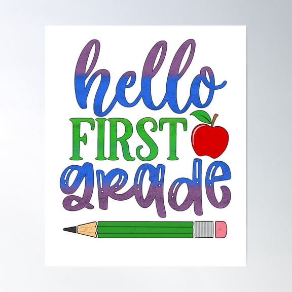 Hello First Grade Welcome To First Grade Crew Poster Wall Art, Modern Wall Decor For Living Room Bedroom, 24x36 UNFRAMED