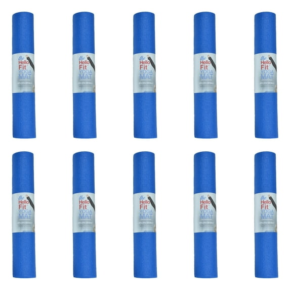 Hello Fit Bulk Yoga Mats, 10-Pack – 68" x 24", 4mm Thick, Non-Slip & Non-Toxic – Ideal for Schools, Studios & Gyms, Blue