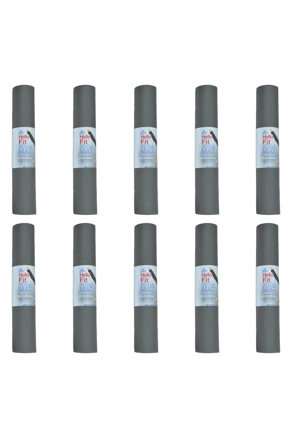 Bulk Yoga Mats, 10-Pack – 68" x 24", 4mm Thick, Non-Slip & Non-Toxic – Ideal for Schools, Studios & Gyms, Cool Gray