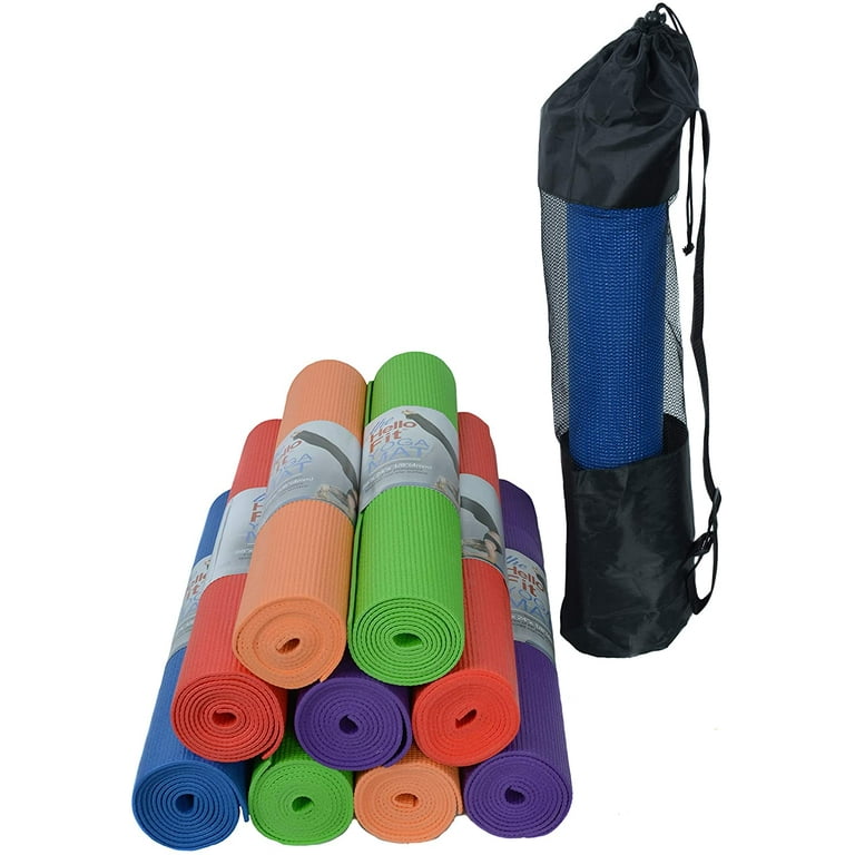 Hello Fit Yoga Mats (68 x 24 x 4mm) with Carrying Bags - Studio 10 Pack -  Wholesale (Assorted)