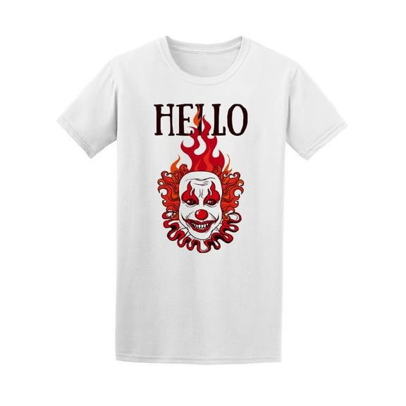 Hello! Flaming Clown Tee Men's -Image by Shutterstock