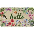 thumbnail image 1 of Hello Floral Decor Doormat - Summer Colorful Flowers Mat Non Slip Rubber Floral Decorative Front Door Mats Indoor Outdoor Rug 17" x 30" (Hello), 1 of 5