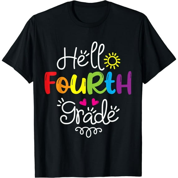 Hello Fourth Grade Shirt Fun 4th Grade Back to School Gift T-Shirt Black 3X-Large