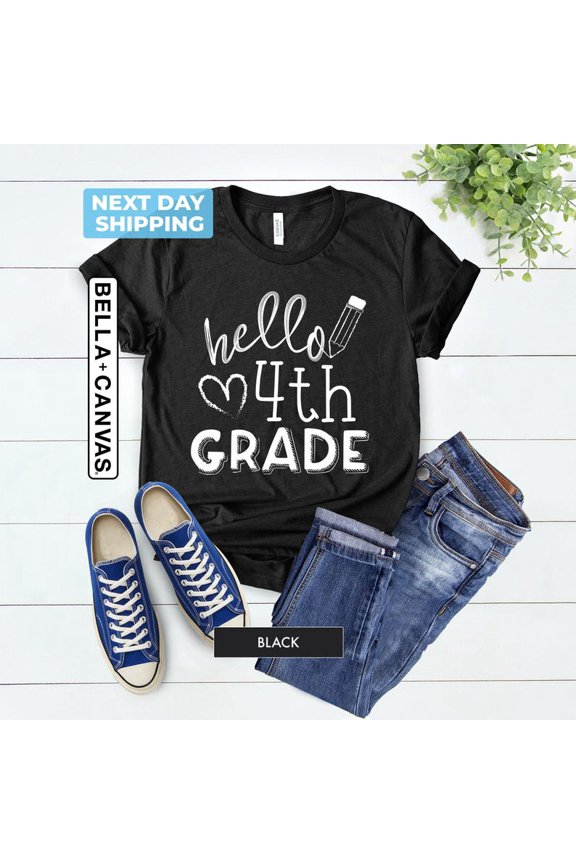 Hello Fourth Grade Shirt Teacher 4th Shirts Teachers First Day of School Tee Back to Tshirt All Size S-5Xl