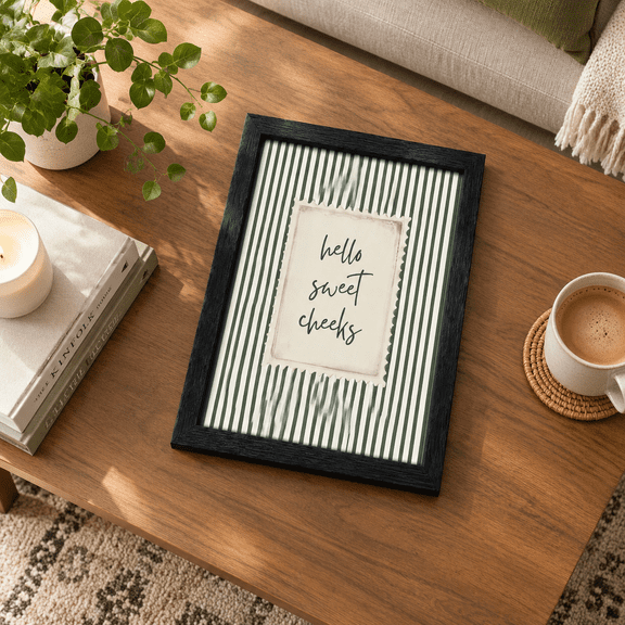 Hello Framed 24"L x 16"W Canvas Art Print Funny Bathroom Wall Decor