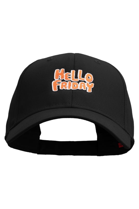 Hello Friday Embroidered Low Profile Washed Flex Cap - Black OSFM