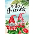 thumbnail image 1 of Hello Friends Summer Garden Flag Vertical Double Sided Cute Gnomes Hold Watermelon Tropical Beach Home Yard Flag Outdoor Seasonal Decoration 28 x 40 Inch, 1 of 6