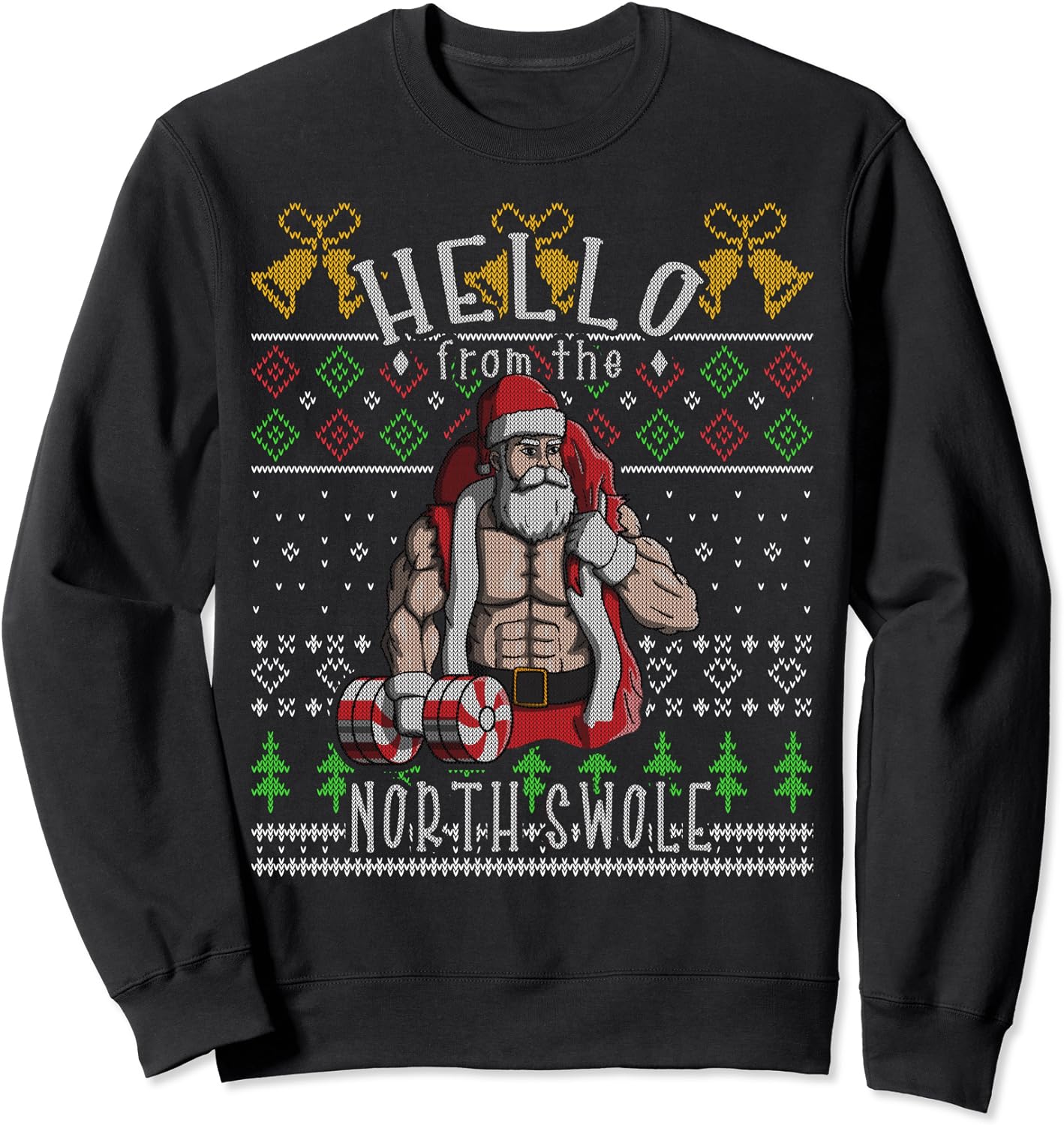 Hello From The North Swole Santa Claus Ugly Christmas Gym Women