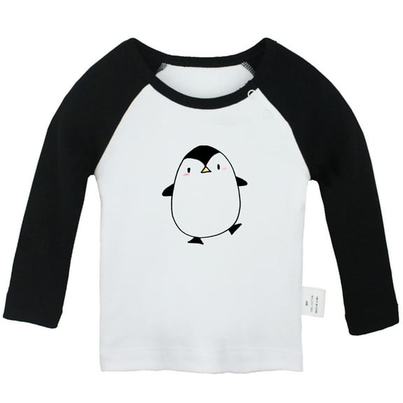 Hello Funny T shirt For Baby, Newborn Babies Animal Penguin T-shirts, Infant Tops, 0-24M Kids Graphic Tees Clothing (Long Black Raglan T-shirt, 18-24 Months)