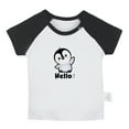 thumbnail image 1 of Hello Funny T shirt For Baby, Newborn Babies Animal Penguin T-shirts, Infant Tops, 0-24M Kids Graphic Tees Clothing (Short Black Raglan T-shirt, 0-6 Months), 1 of 4