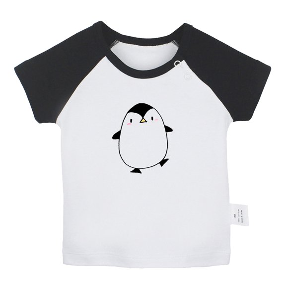 Hello Funny T shirt For Baby, Newborn Babies Animal Penguin T-shirts, Infant Tops, 0-24M Kids Graphic Tees Clothing (Short Black Raglan T-shirt, 18-24 Months)