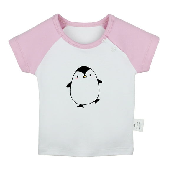 Hello Funny T shirt For Baby, Newborn Babies Animal Penguin T-shirts, Infant Tops, 0-24M Kids Graphic Tees Clothing (Short Pink Raglan T-shirt, 12-18 Months)