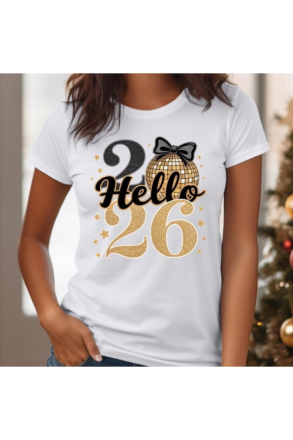 Hello Glitter Shirt, Sparkly New Year Tee, Shiny Hello T-Shirt & T-Shirt, New Year Party Outfit, Festive Nye Top
