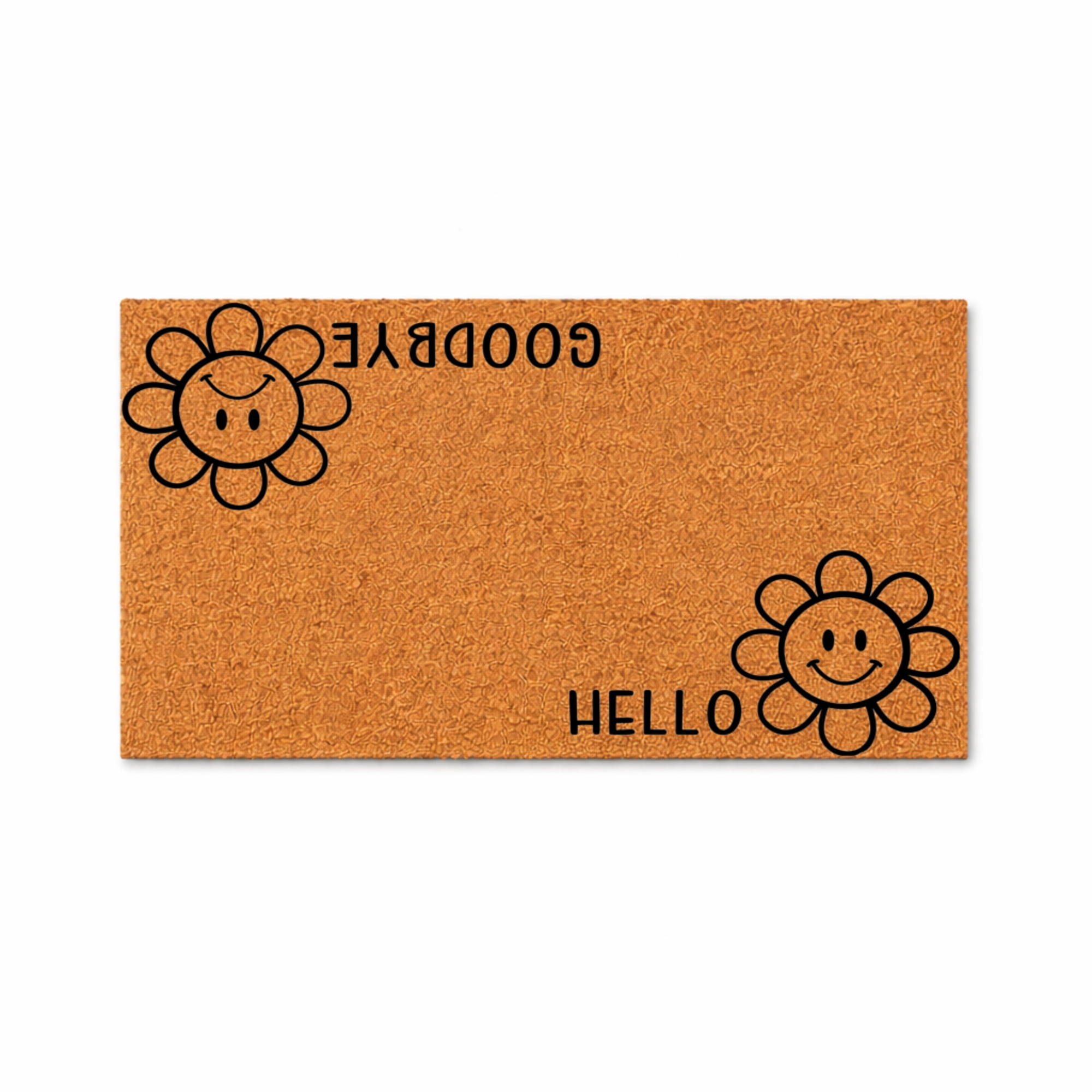 Helloworld Mat HELLO Floral Smiley Face Doormat, Outdoor Entryway Welcome Mat (16x24 ...