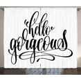 thumbnail image 1 of Ambesonne Hello Gorgeous Curtains 2 Panel Set, Calligraphy Font, 108" x 84", Black and White, 1 of 3