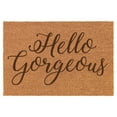 thumbnail image 1 of Hello Gorgeous Doormat Brown Natural Coir Rectangular Front Entry Non Slip Door Mat (16 in. x 24 in.), 1 of 1