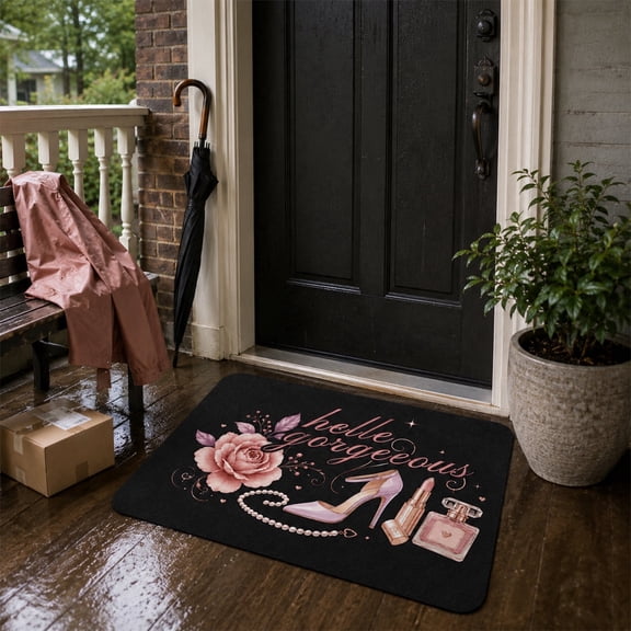 Seeyoo Modern Doormat Funny Doormat Black Rubber and Polyester Fiber Indoor Doormats, 40*60cm/ 16*24inch, Rubber Backed