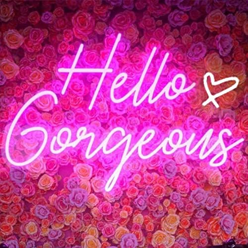 Hello Gorgeous Neon Sign Hello Beautiful Pink LED Neon Lights for Home ...