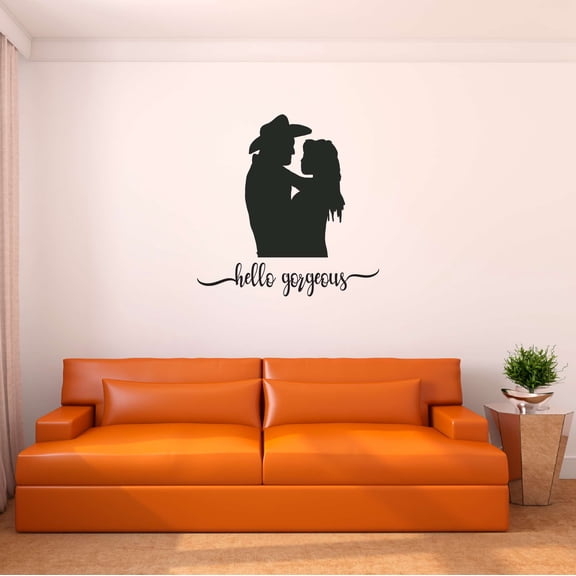 Hello Gorgeous Pretty Cowboy Cowgirl Love Kisses Hugs Roping Horse Chaps Rodeo Horse Pony Bull Steer Stallion Roper Holiday Gift Decorating Ideas Bedroom Wall Decal Sticker - Size: 10 In X 10 In