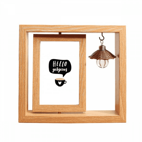 Hello Gorgeous Quote Handwrite Wooden Rotating Picture Photo Frame 4x6