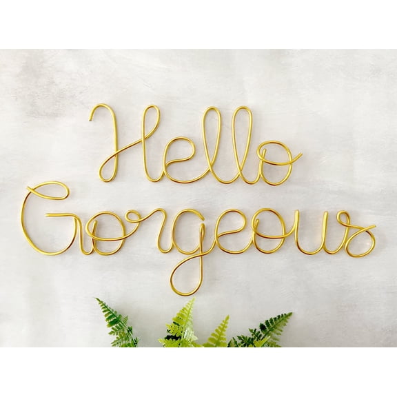 Hello Gorgeous Sign, Wire Art Wall Decor, Wire Signs, Spa Decor, Salon Decor, Teen Girl Room Decor, Bathroom Sign, Hairdresser Decor Poster, Poster Only