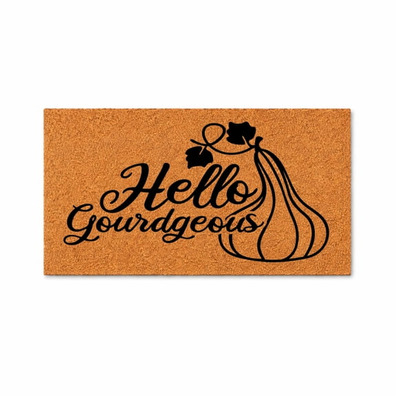 Hello Gourdgeous Doormat, Fall Welcome Mat, Pumpkin Coir Doormat, Front Door Entry Rug, Autumn Home Decor Gift 1520 (16x24 inches) 1520