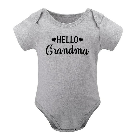Hello Grandma - Baby Clothes - Funny Newborn Bodysuit Outfits for Boys And Girls Gray-style-1 3months