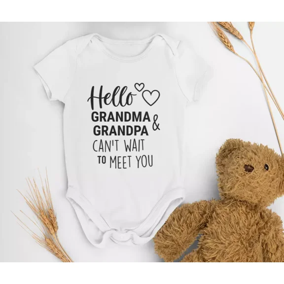 Hello Grandma, Grandpa Baby Announcement Bodysuit, Grandparents Baby Vest/Grow Cute Baby Onesie, BABY BODYSUIT LAT 4424