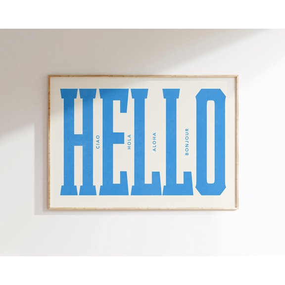 Hello Greetings Quote Neutral Cozy Portrait Decor Unframed Paper Print