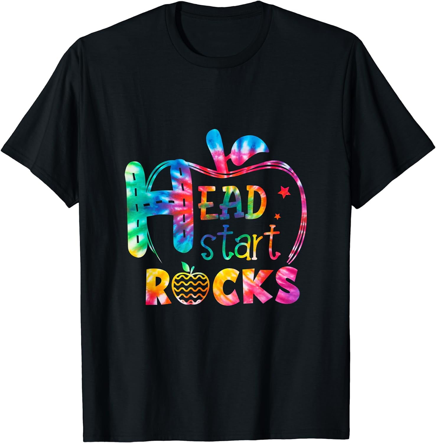 Hello Head Start Rock Tie Dye Back to School Teacher T-Shirt Black ...