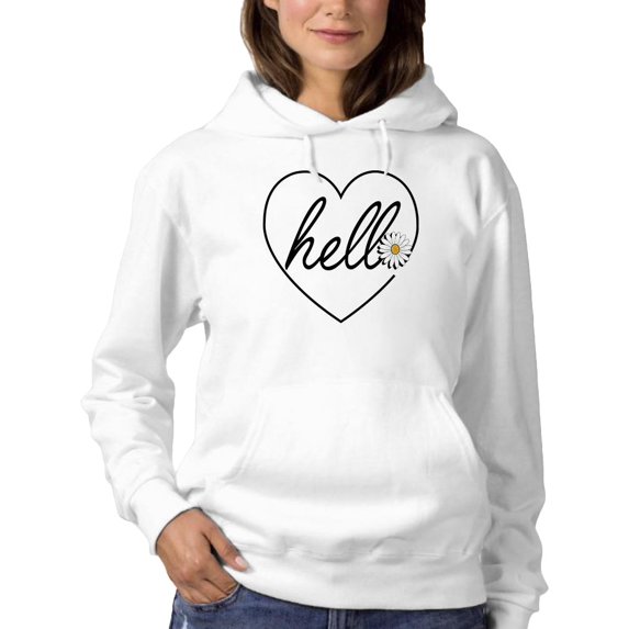 Hello Heart W Daisy Hoodie Women -Image by Shutterstock, Female Medium