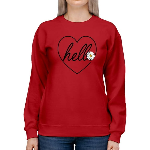 Hello Heart W Daisy Sweatshirt Women -Image by Shutterstock, Female 4X-Large
