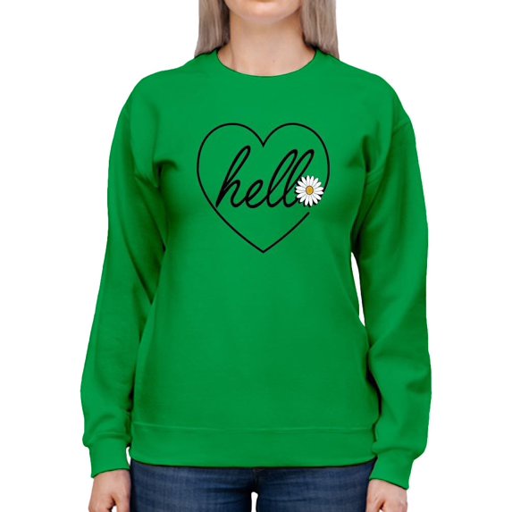 Hello Heart W Daisy Sweatshirt Women -Image by Shutterstock, Female 5X-Large